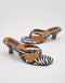 Zara zebra print kitten heel thong sandals pair flat lay showing square toe and animal print design by Essence by Rubina Pakistan